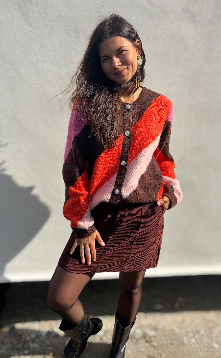 Culture Cardigan - Diga Kimmy - Brown/Pink Mix
