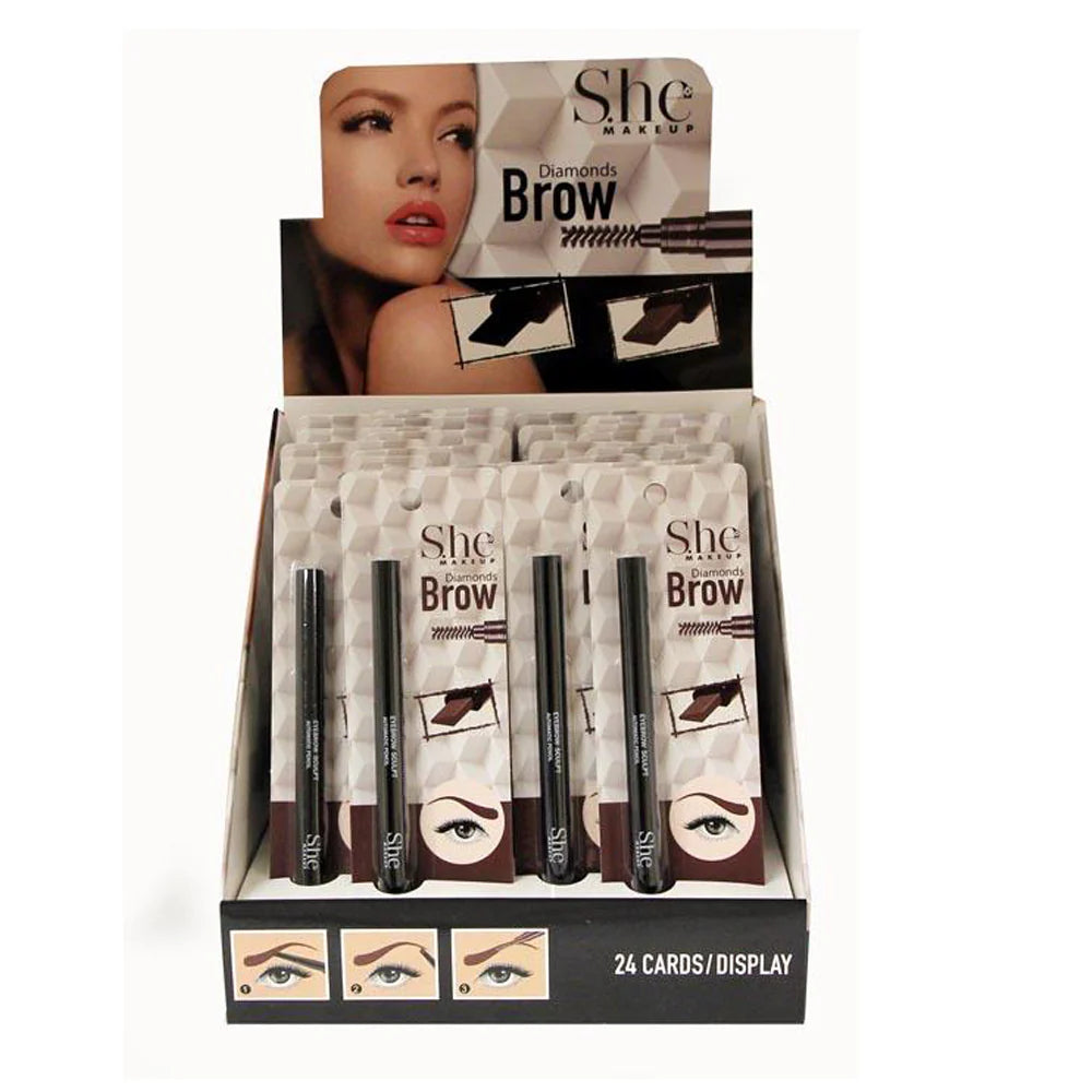 S.HE MAKEUP- DIAMONDS BROW- BROWN - 24 PCS