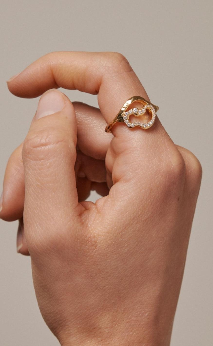 ENAMEL Copenhagen Ring - Vera - Clear/Gold Colour