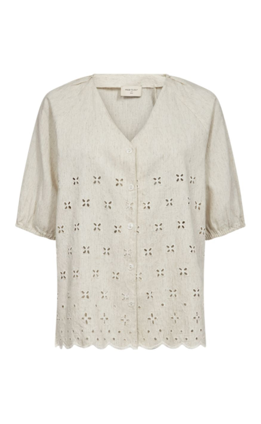 Freequent Bluse - Linus Embroidery - Moonbeam Melange