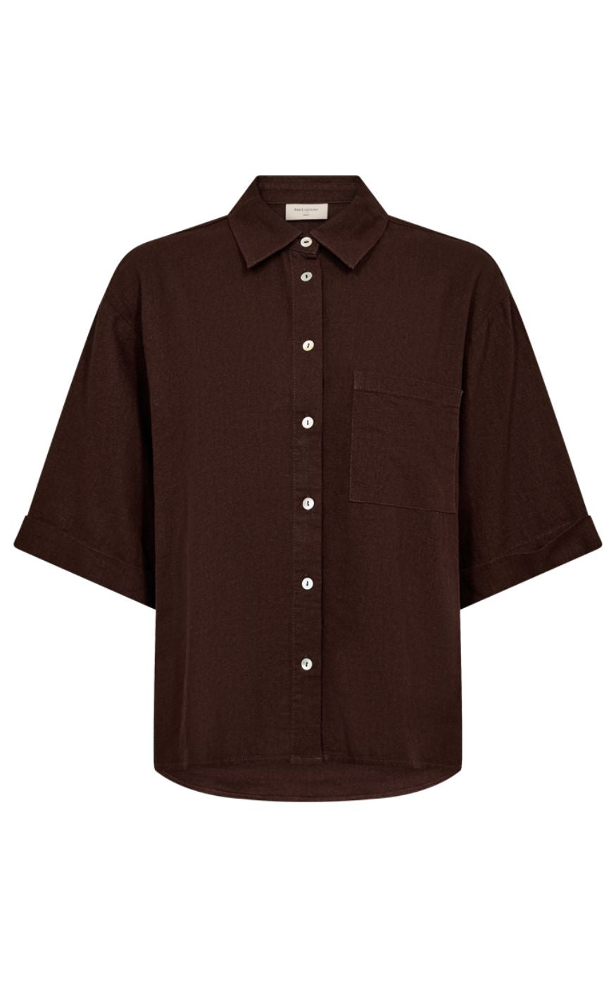 Freequent Skjorte - Lava Pocket - Coffee Bean