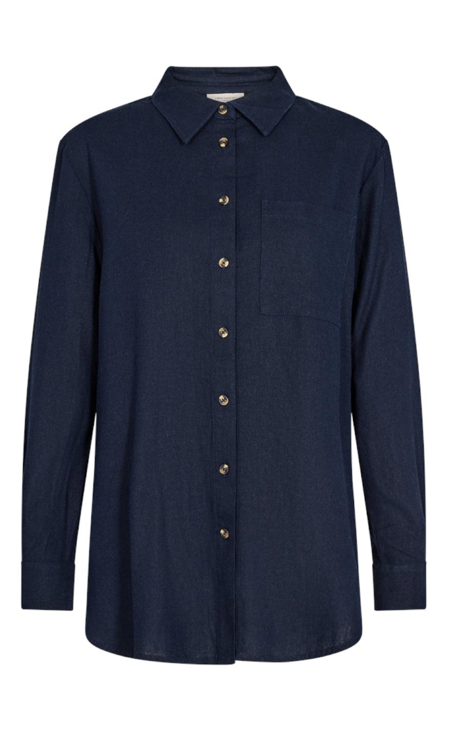Freequent Skjorte - Lava Simple - Navy Blazer