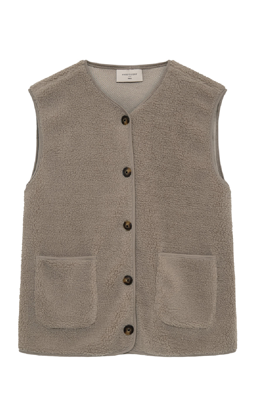 Freequent Vest - Teddy - Desert Taupe