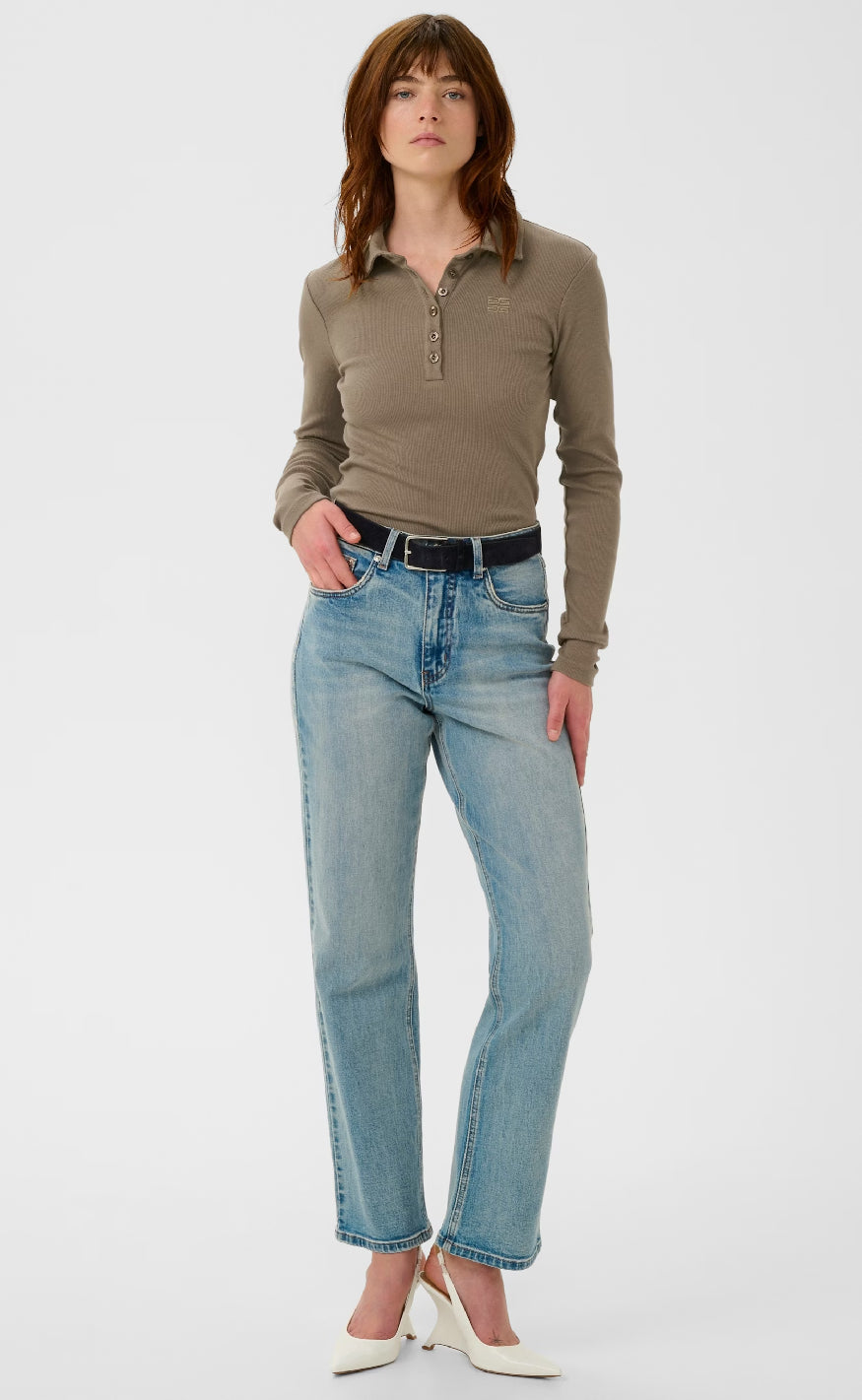 Gestuz Bluse - Drew LS Polo - Walnut
