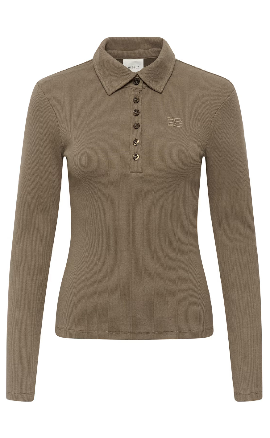Gestuz Bluse - Drew LS Polo - Walnut