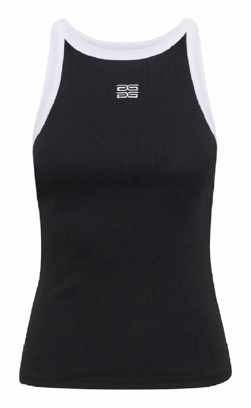 Gestuz Top - Drew Contrast Logo - Black