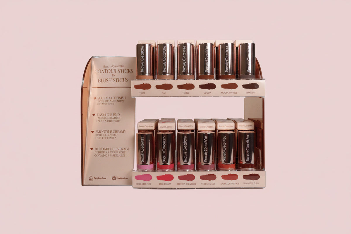 BEAUTY CREATIONS - CONTOUR STICKS & BLUSH STICKS- 66PCS + TESTER HAL OFF -DISPLAY