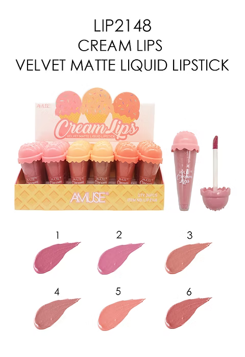 AMUSE - CREAM LIPS VELVET MATTE LIQUID LIPSTICK  (24PCS)