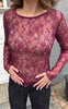 Say INA Copenhagen Bluse - Lily Lace - Burgundy Flower W. Sequin