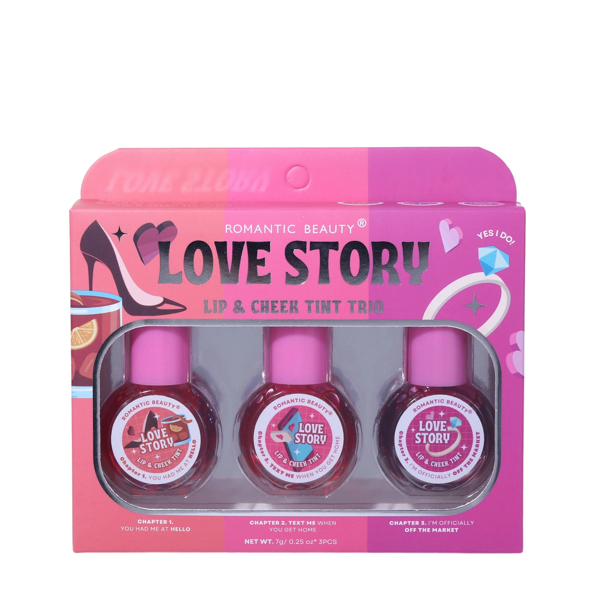 ROMANTIC BEAUTY - LOVE STORY - LIP & CHEEK TINT TRIO-1PC/SET