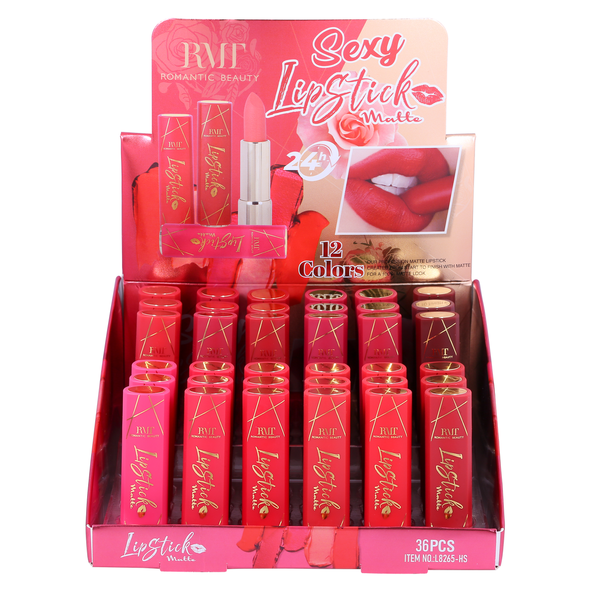 ROMANTIC BEAUTY - SEXY LIP STICK MATTE - 12 COLORS - DISPLAY 36PC