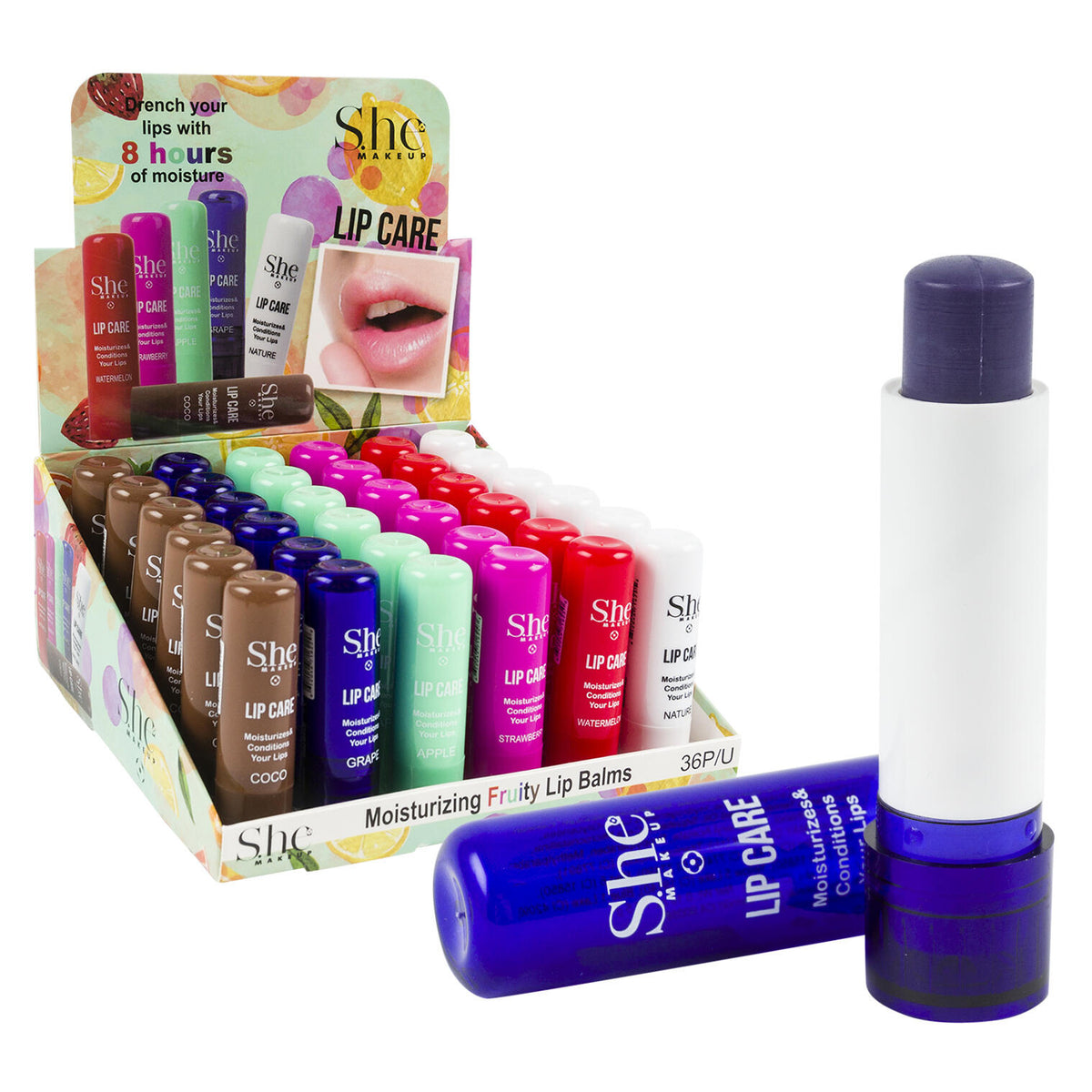 SHE MAKEUP- HIDRATANTE AFRUTADO- BÁLSAMO LABIAL- 36UNDS