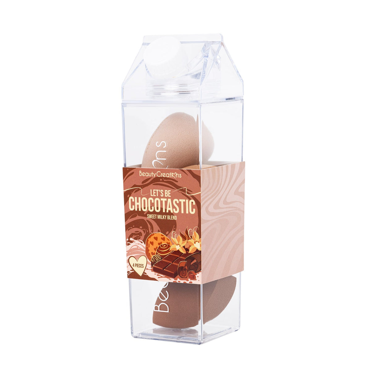 BEAUTY CREATIONS - ÉPONGES À MÉLANGE DE LAIT DOUX (4 ÉPONGES) (1PC)