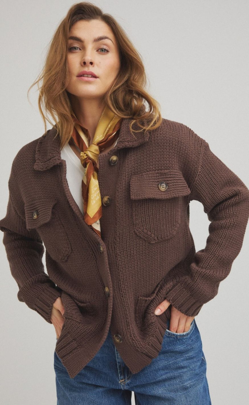 Luxzuz Cardigan - Beatriz - Coffee Bean
