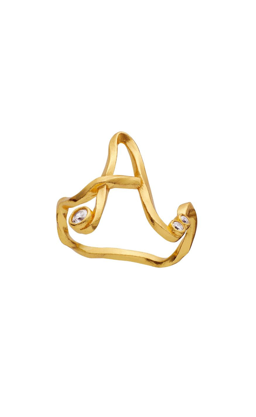 Maanesten Ring - A Alphabet - Gold Colour