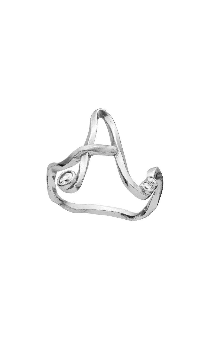 Maanesten Ring - A Alphabet - Silver Colour