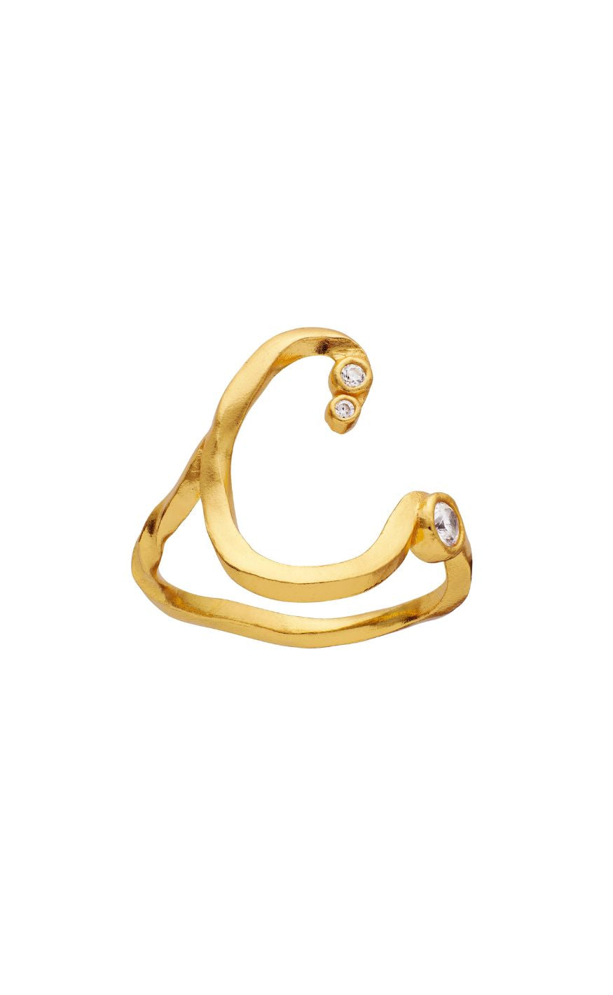 Maanesten Ring - C Alphabet - Gold Colour