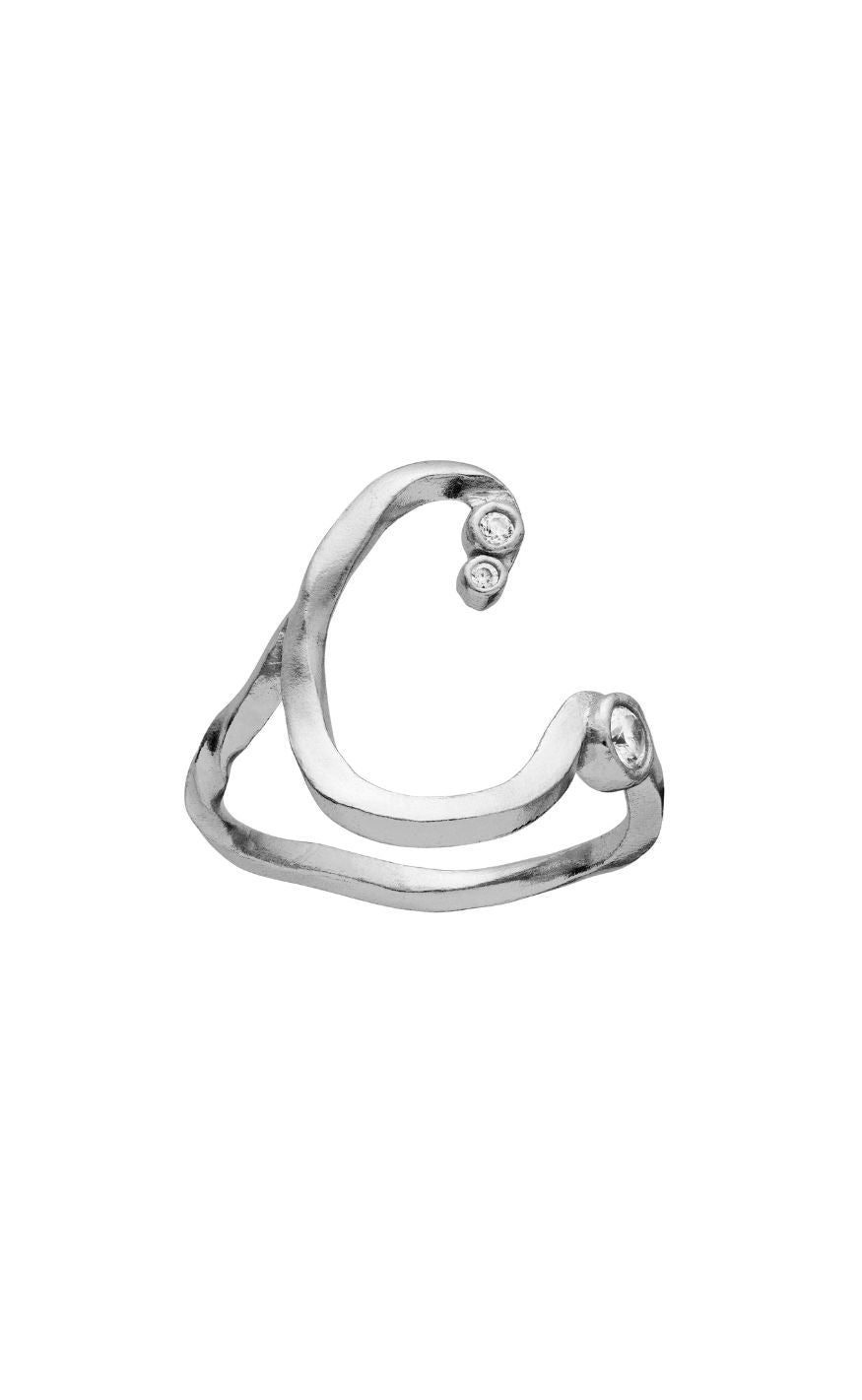 Maanesten Ring - C Alphabet - Silver Colour
