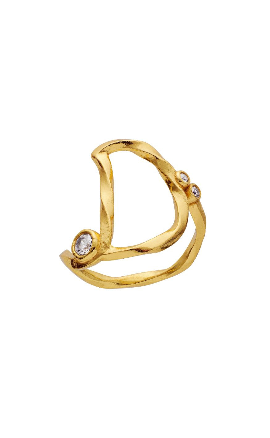 Maanesten Ring - D Alphabet - Gold Colour