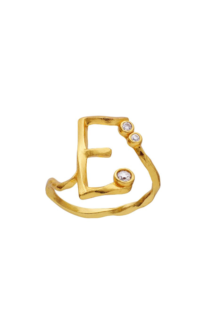 Maanesten Ring - E Alphabet - Gold Colour