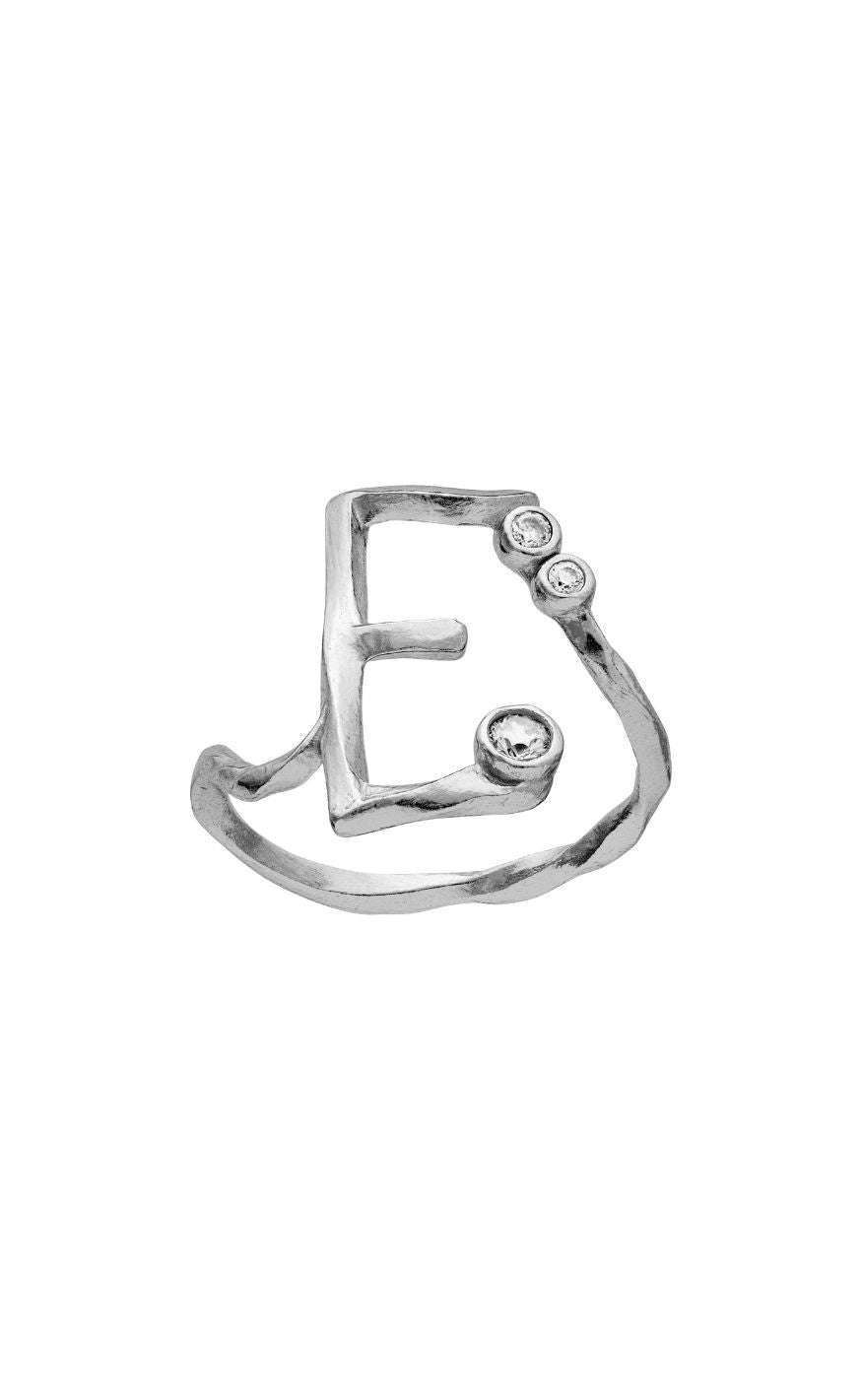 Maanesten Ring - E Alphabet - Silver Colour