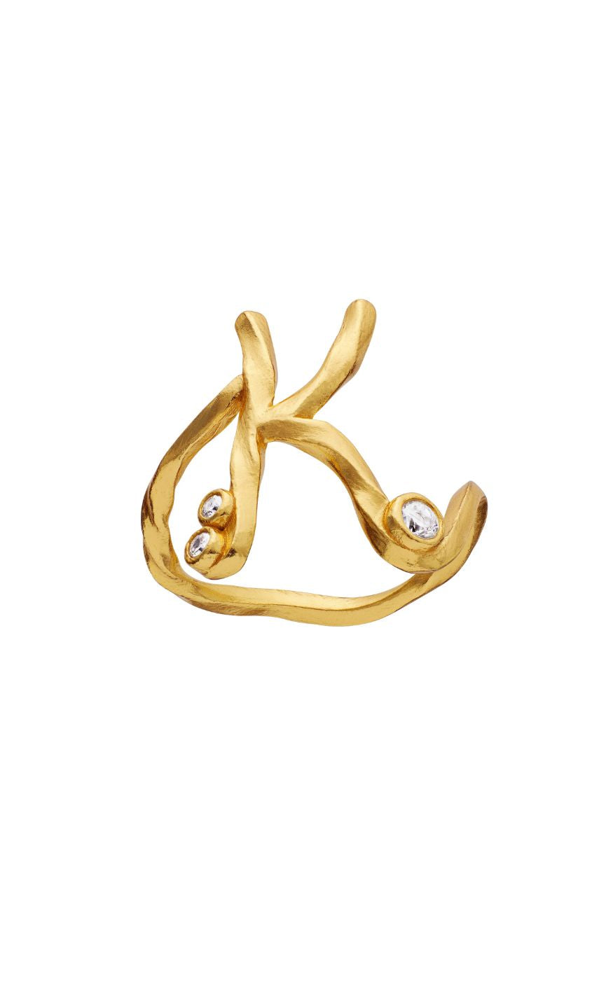 Maanesten Ring - K Alphabet - Gold Colour