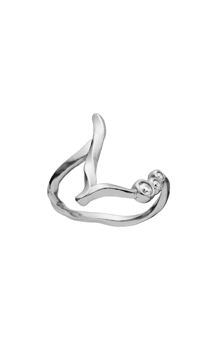 Maanesten Ring - L Alphabet - Silver Colour