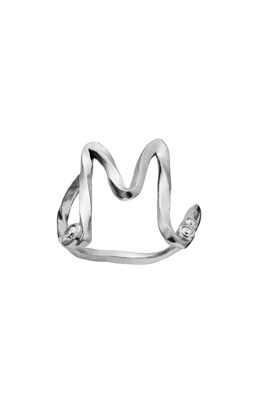 Maanesten Ring - M Alphabet - Silver Colour