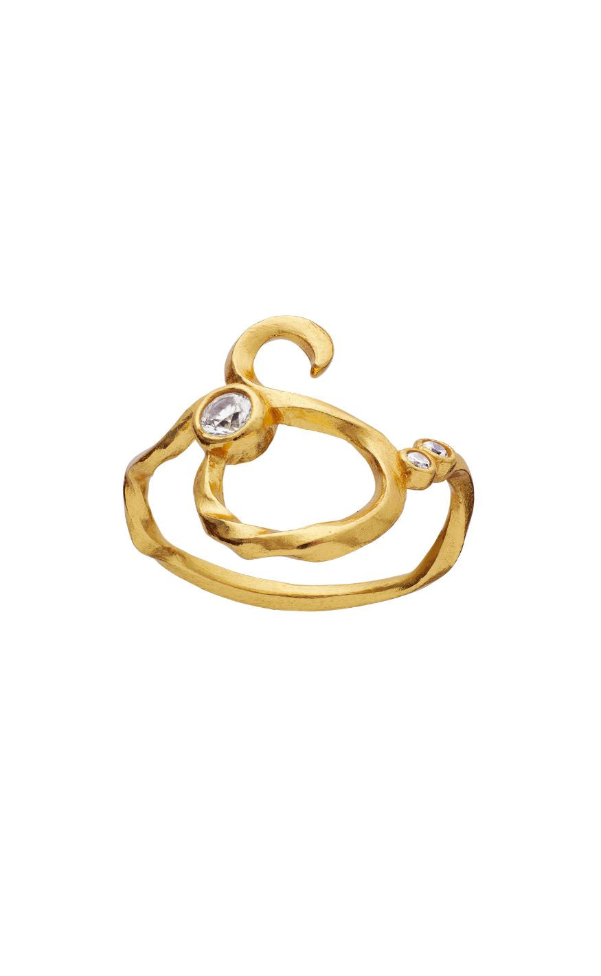 Maanesten Ring - S Alphabet - Gold Colour