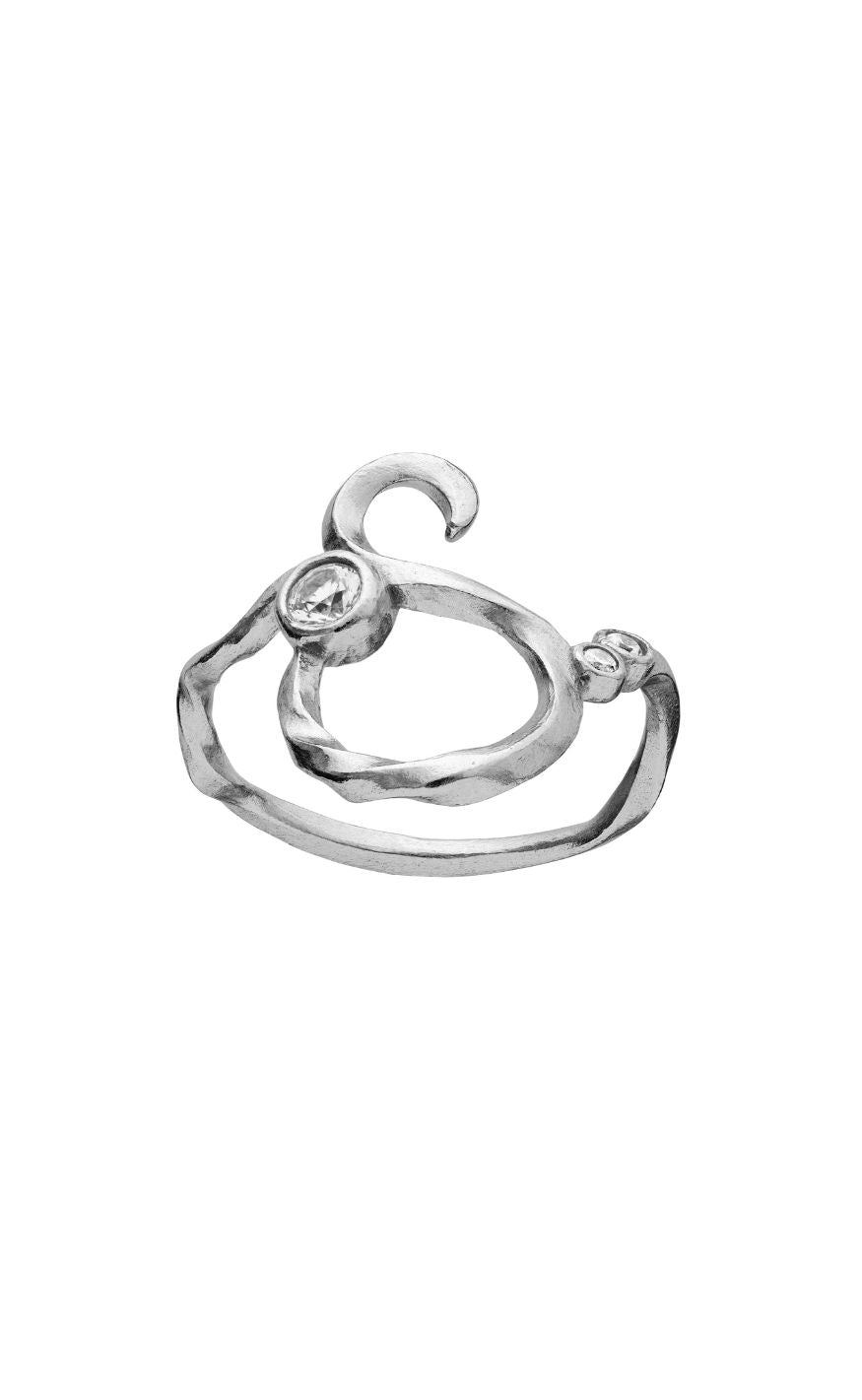 Maanesten Ring - S Alphabet - Silver Colour