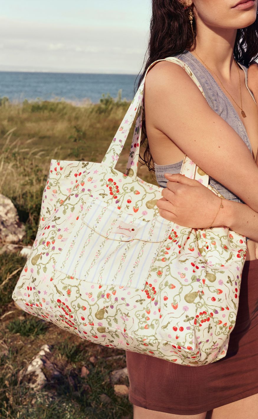 Maanesten Taske - Big Canvas - Garden Magic Ivory