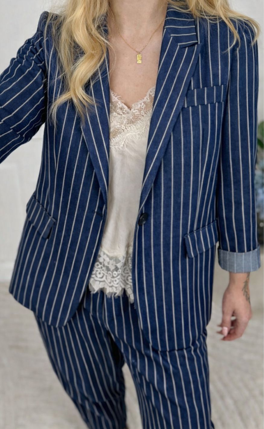Marta Du Chateau Blazer - Lenia Stripe - Denim
