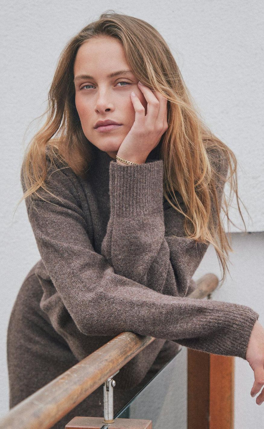 Neo Noir Bluse - Paulina - Brown Melange