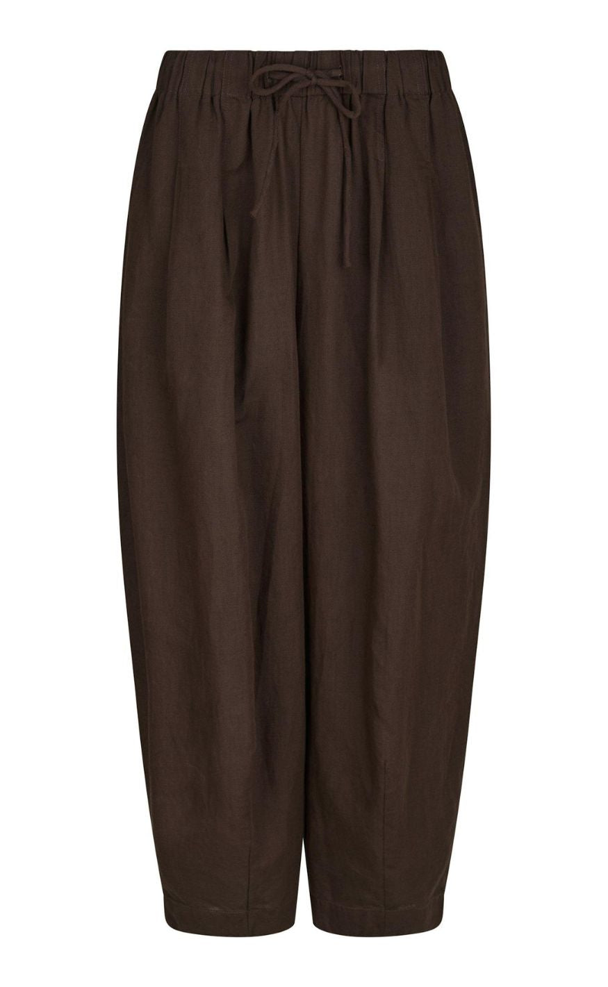 Neo Noir Bukser - Prina Linen - Dark Brown