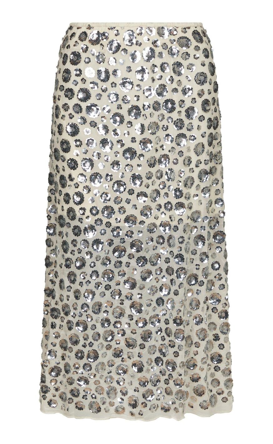 Neo Noir Nederdel - Gilla Flower Sequins - Creme
