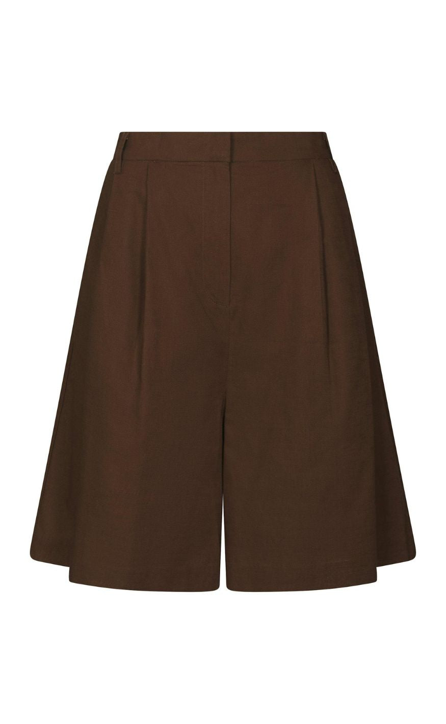 Neo Noir Shorts - Nika Linen - Dark Brown