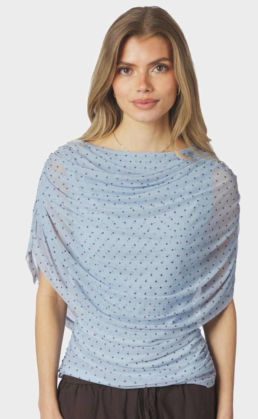 Neo Noir Top - Cottuna Dot - Light Blue