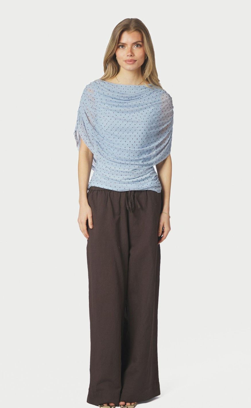 Neo Noir Top - Cottuna Dot - Light Blue