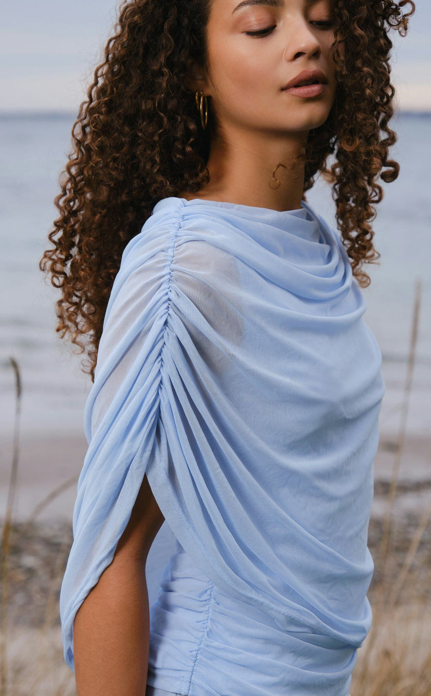 Neo Noir Top - Cottuna Drapy - Light Blue
