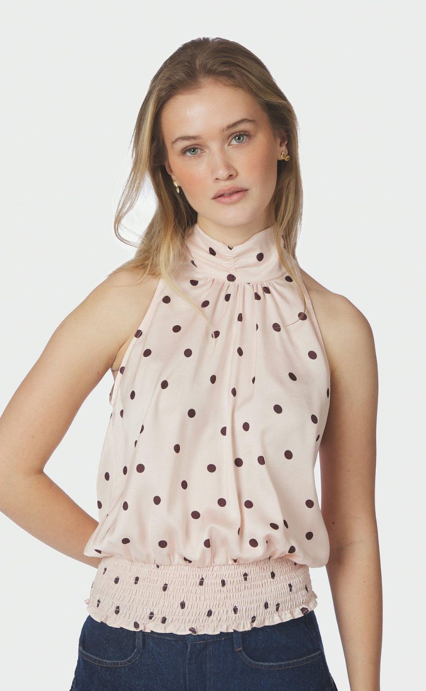 Neo Noir Top - Jos Big Dot - Light Pink