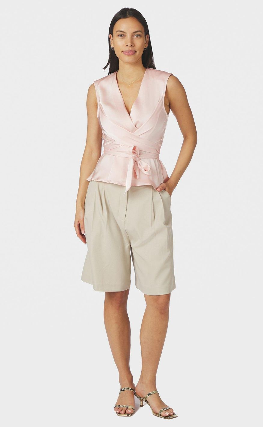 Neo Noir Top - Risetta Heavy Sateen - Light Pink