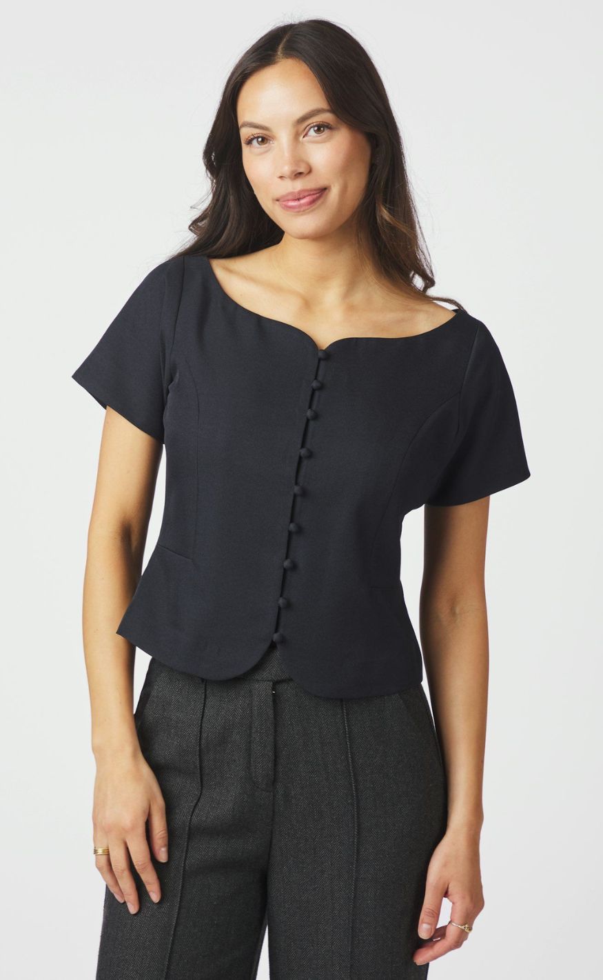 Neo Noir Top - Tango Structure - Dark Navy