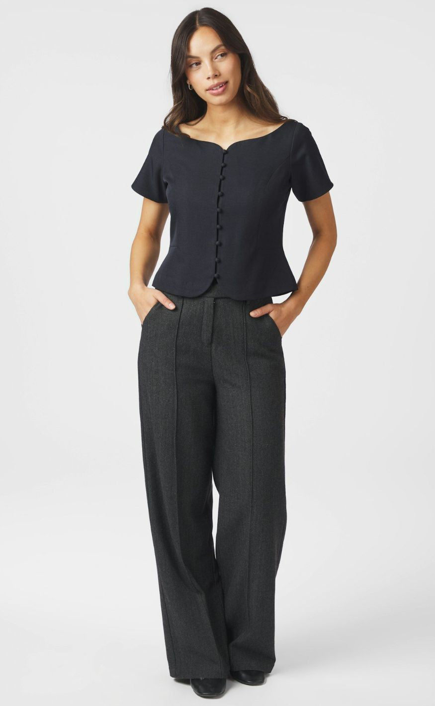 Neo Noir Top - Tango Structure - Dark Navy