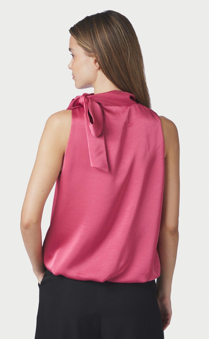 Neo Noir Top - Veda Heavy Sateen - Cherry Pink
