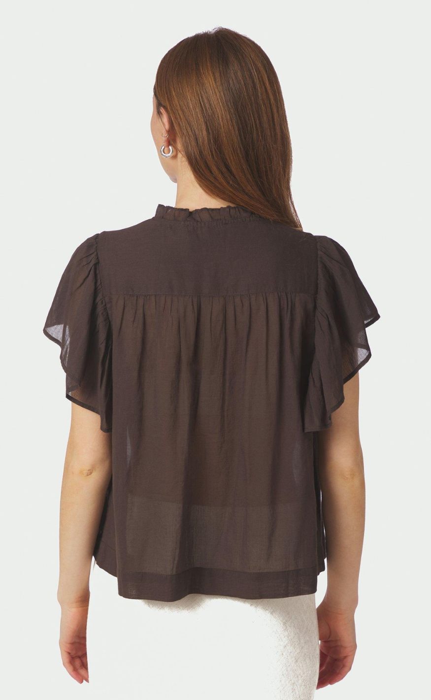 Neo Noir Top - Vinsa S Voile - Dark Brown
