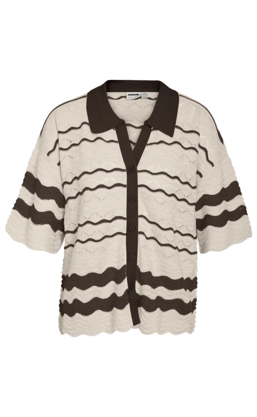 Noisy May Cardigan - Sadie - Birch/Chocolate Brown