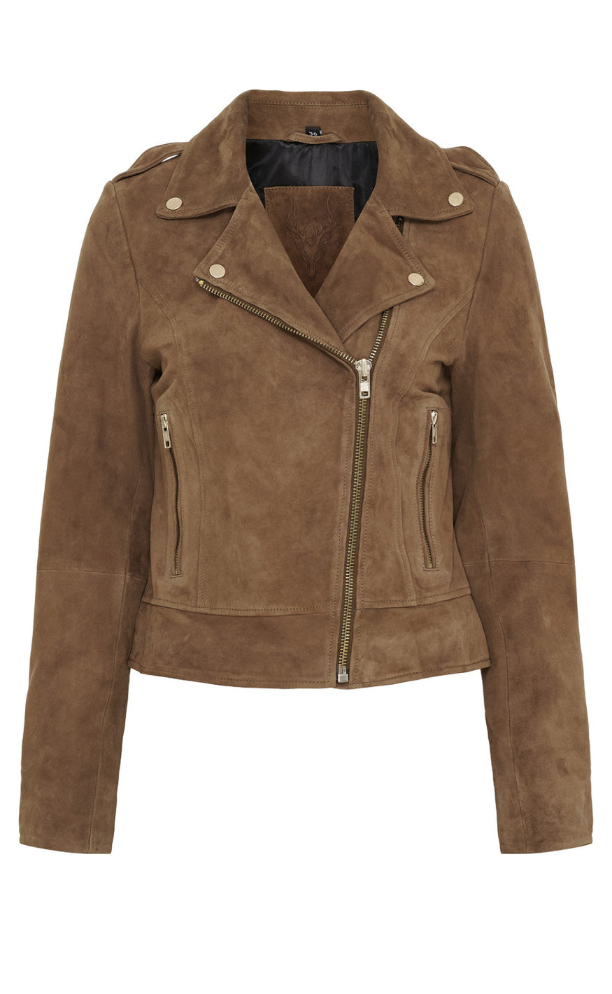 Notyz Jakke - Biker - Hazelnut w. Light Gold acc.