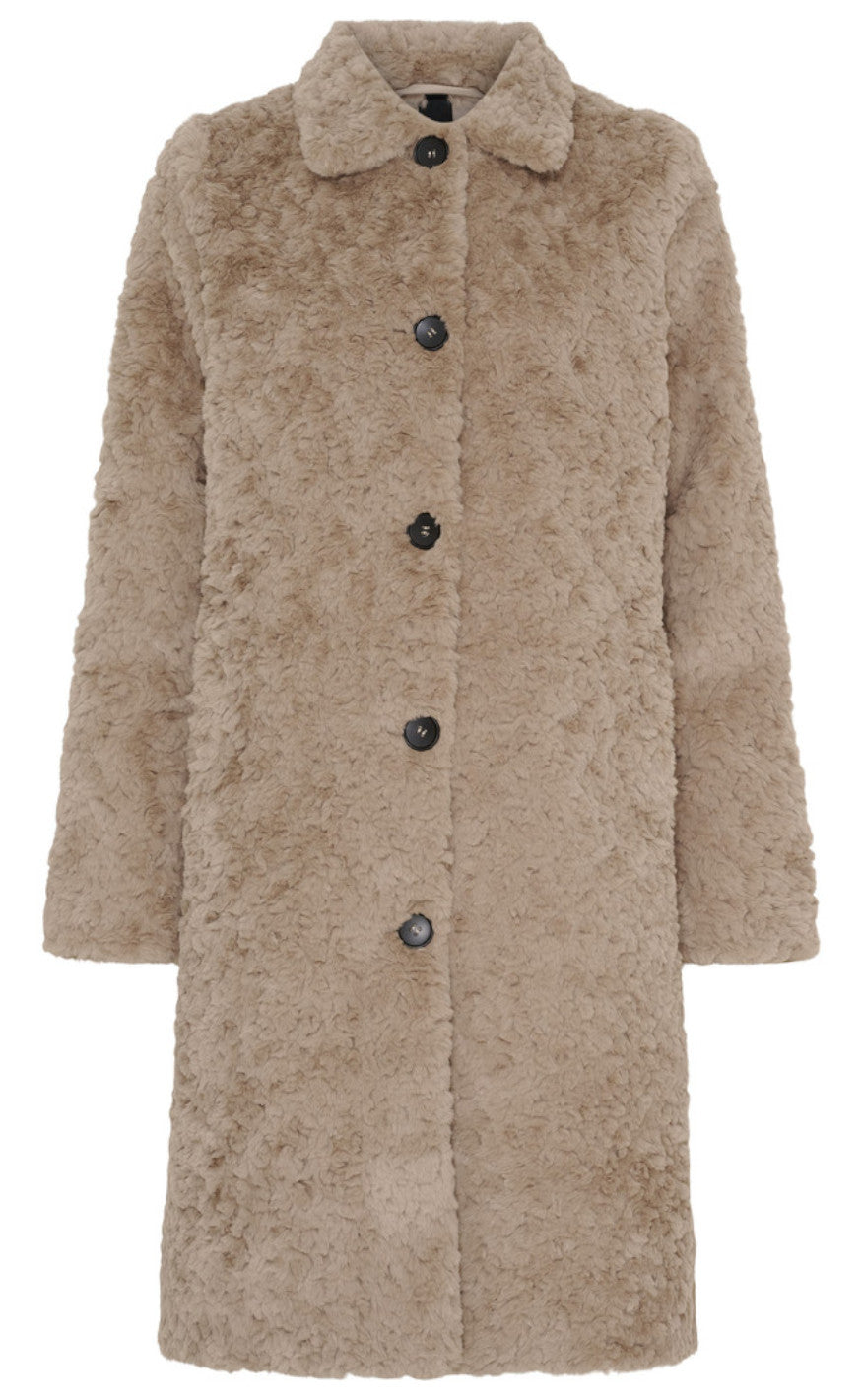 Notyz Jakke - Fake Fur - Taupe