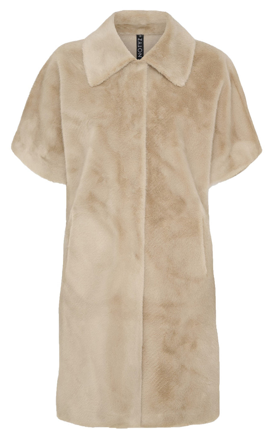 Notyz Jakke - Faux Fur Long - Sand Shell