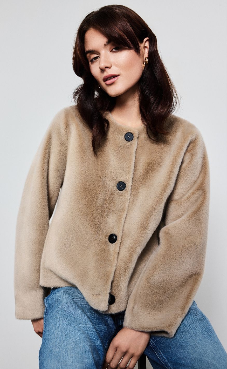 Notyz Jakke - Faux Fur - Sand Shell